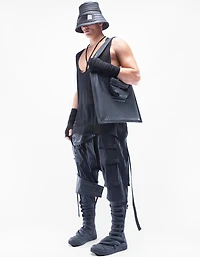 Limited edition  Super detailed slightly waxed elastic denim hooded ov