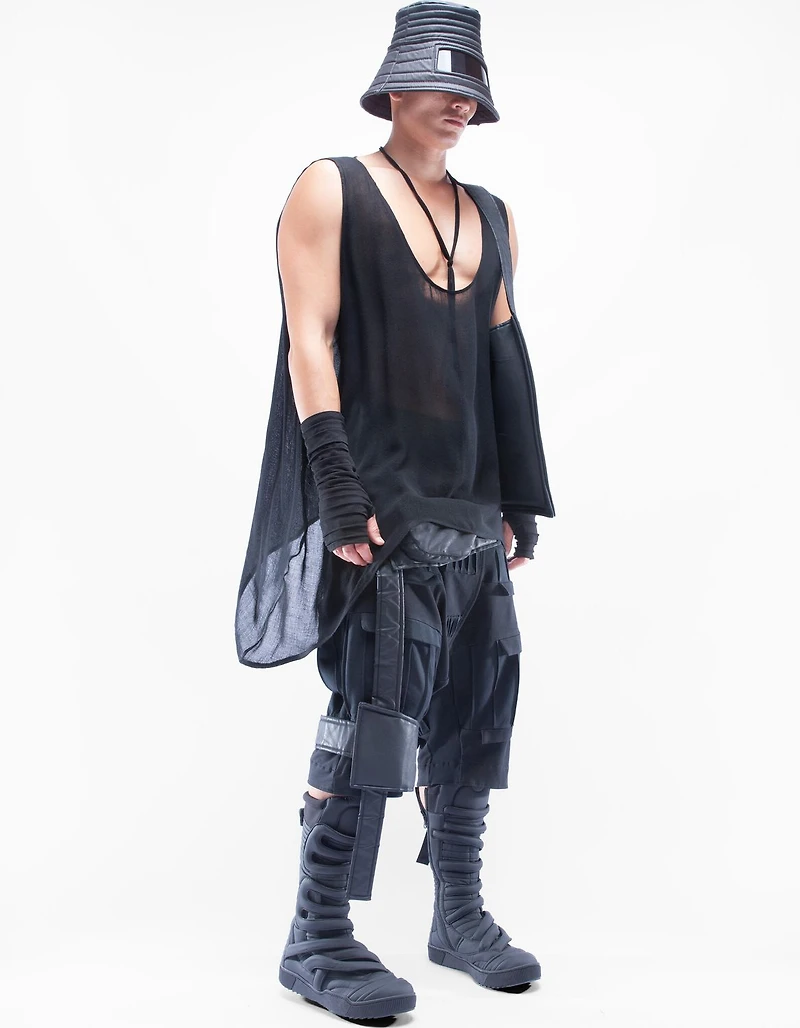 Limited edition  Super detailed slightly waxed elastic denim hooded ov