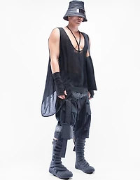Limited edition  Super detailed slightly waxed elastic denim hooded ov