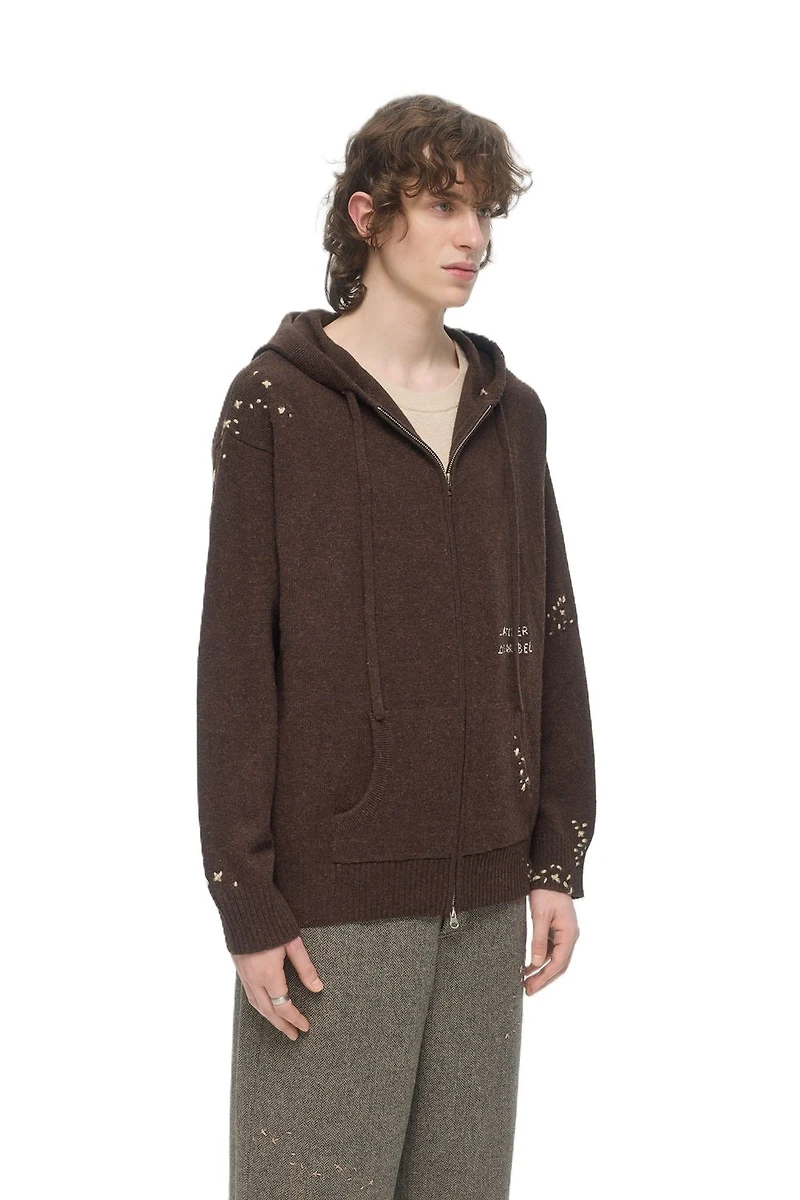 DOMREBEL M ZIP KNIT HOODIE F25 BROWN
