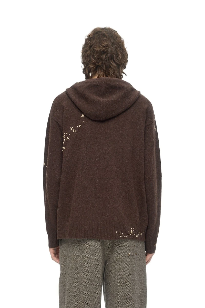 DOMREBEL M ZIP KNIT HOODIE F25 BROWN