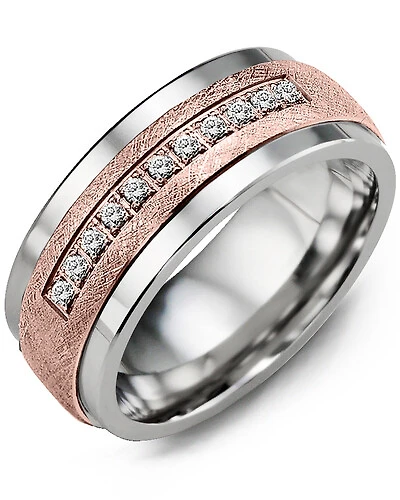 MKF - GLD Men's Brushed Diamond Wedding Band