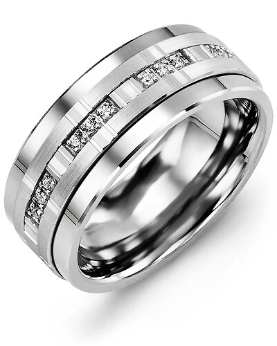 MJA - GLD Men's Trio Diamonds Wedding Band
