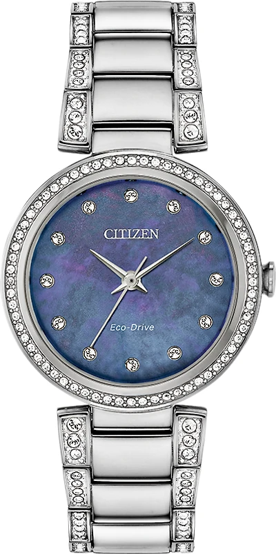 Silhouette Crystal Mother of Pearl Dial  28MM Eco-Drive EM0840-59N