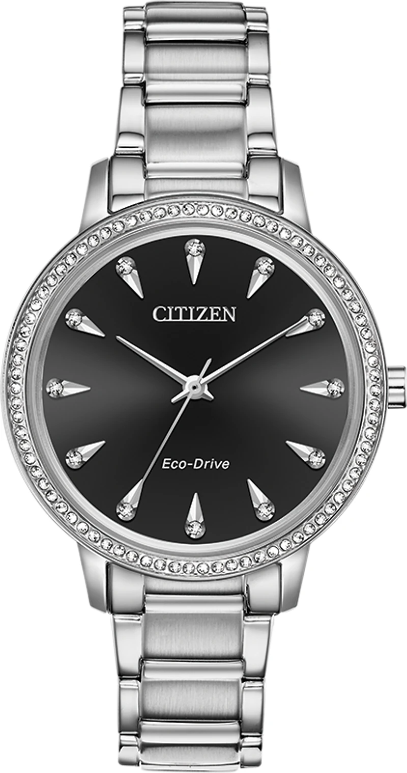 Silhouette Crystal Black Dial 36MM Eco-Drive FE7040-53E
