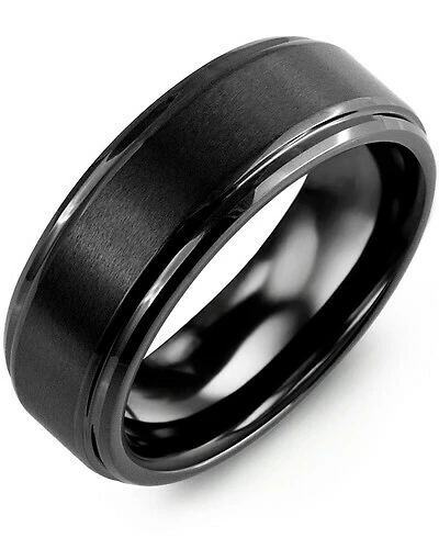 RGA - Men's Brushed Ceramic Polished Edges Wedding Band