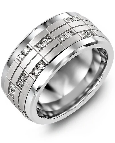 MKZ MOD - Men's Puzzle Pattern Wide Diamond Wedding Band