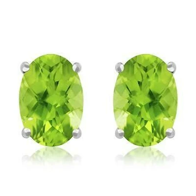 Oval Peridot Earrings 14KT Gold