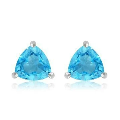 Triangular Blue Topaz Earrings 14KT Gold