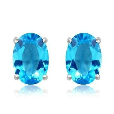 Oval Blue Topaz Earrings 14KT Gold