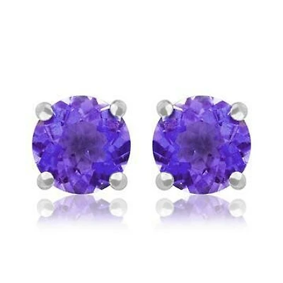 Round Amethyst Earrings 14KT Gold