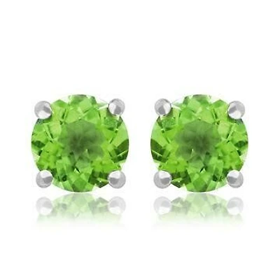 Round Peridot Earrings 14KT Gold