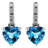 Heart Topaz Earrings with Diamond Accent 14KT Gold
