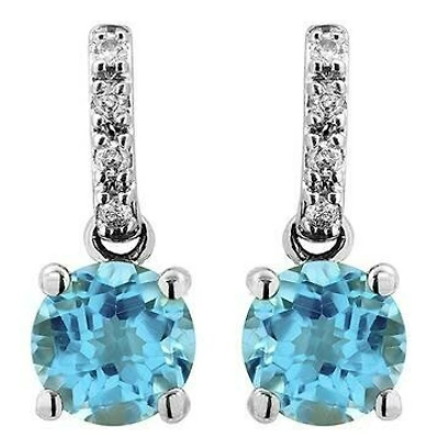 Topaz Earrings with Diamond Accent 14KT Gold