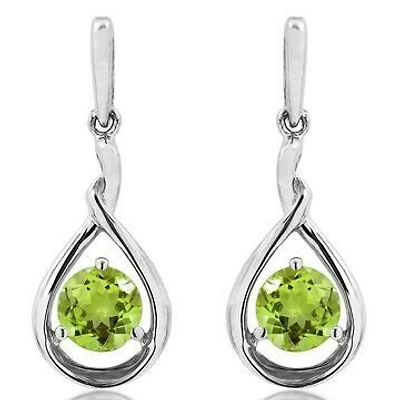 Peridot Dangle Teardrop Earrings 14KT Gold