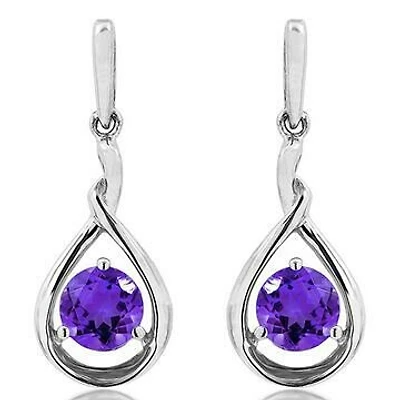 Amethyst Dangle Teardrop Earrings 14KT Gold