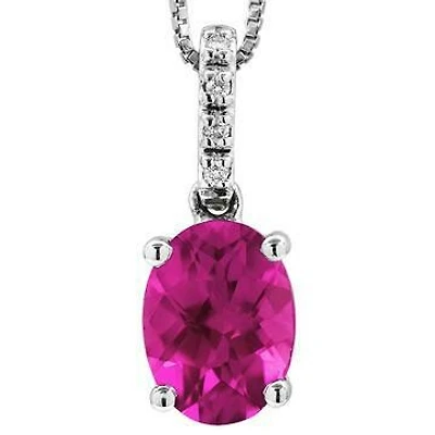 Oval Pink Topaz Pendant with Diamond Bail 14KT Gold