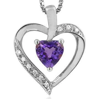 Heart Amethyst Pendant with Diamond Accent 14KT Gold