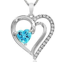 Heart Topaz Pendant with Diamond Accent 14KT White Gold