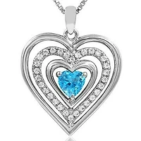 Triple Heart Topaz Pendant with Diamond Accent 14KT White Gold