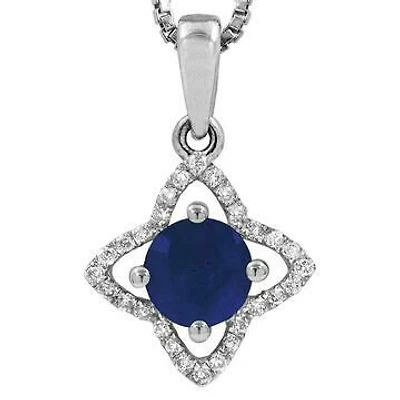 Cross Blue Sapphire Pendant with Diamond Frame 14KT Gold