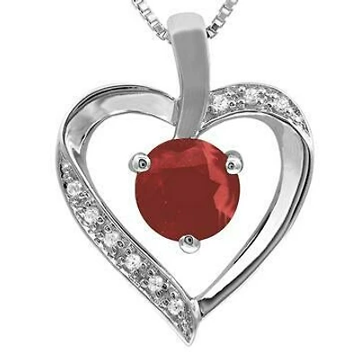 Ruby Heart Pendant with Diamond Accent 14KT Gold