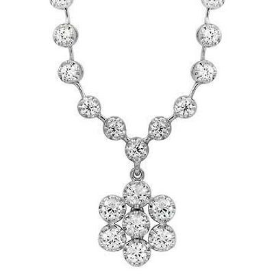 Diamond Illusion Floral Necklace 18k White Gold