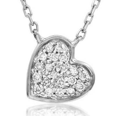 Diamond Pavé Heart Necklace White Gold