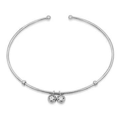 Double Diamond Dangle Bangle White Gold