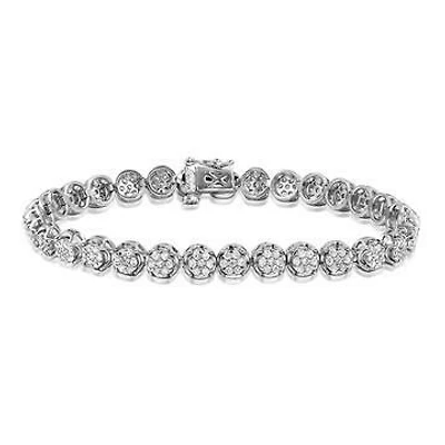 Diamond Cluster Tennis Bracelet 18K White Gold