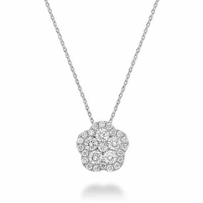 Hollow Flower Diamond Pendant 0.15 CTDI White Gold