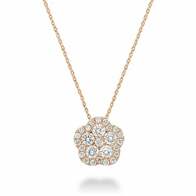 Hollow Flower Diamond Pendant 0.15 CTDI Rose Gold