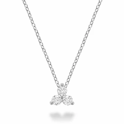 Three Stone Diamond Pendant White Gold