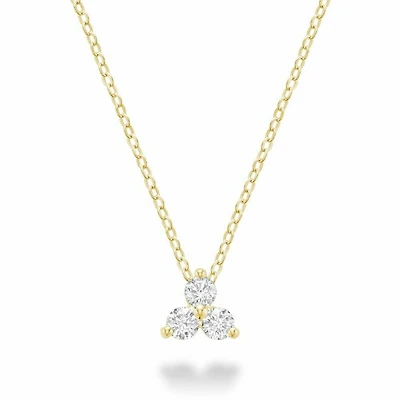 Three Stone Diamond Pendant Yellow Gold