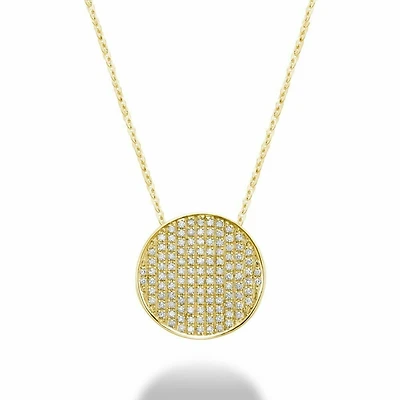 Curved Disk Diamond Pendant CTDI Yellow Gold