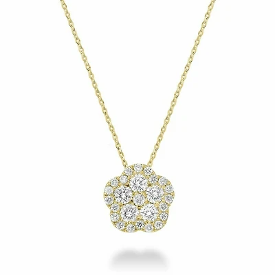 Hollow Flower Diamond Pendant CTDI Yellow Gold