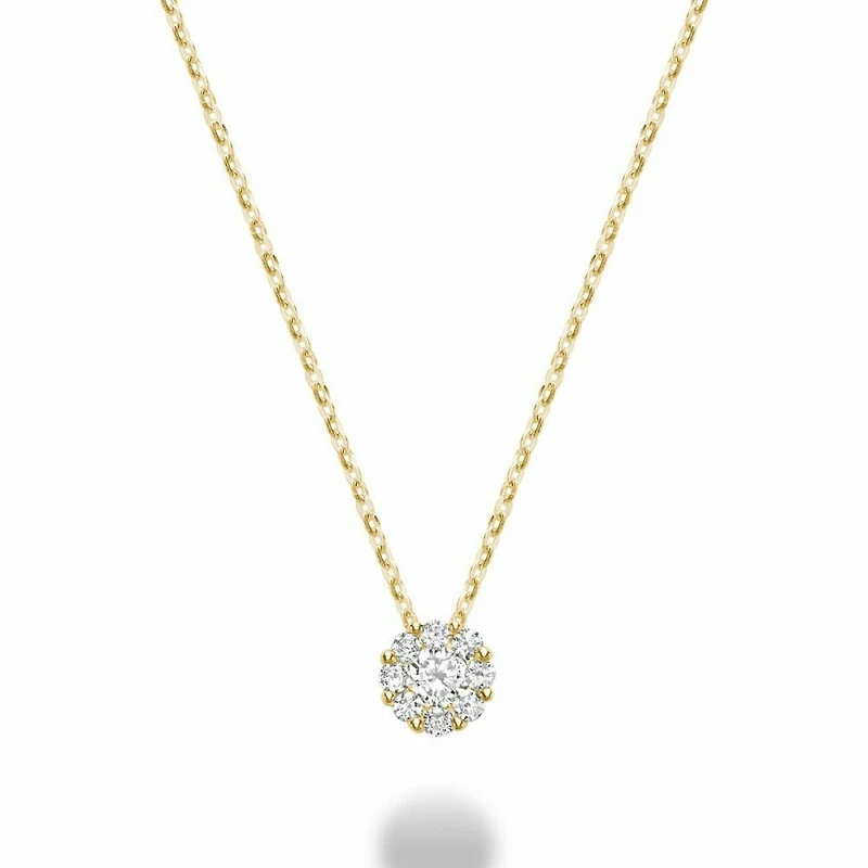 Cluster Diamond Pendant 0.50 CTDI Yellow Gold