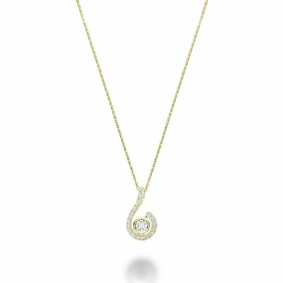 Drop Diamond Pendant Yellow Gold