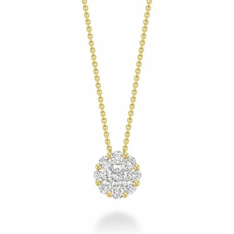 Cluster Diamond Pendant 1.00 CTDI Yellow Gold