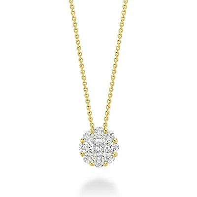 Cluster Diamond Pendant 1.00 CTDI Yellow Gold