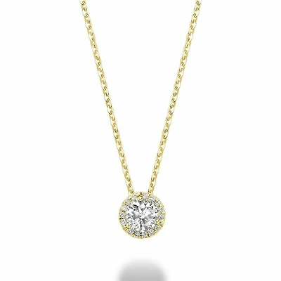 Martini Cup Diamond Halo Pendant 1.00 CTDI Yellow Gold