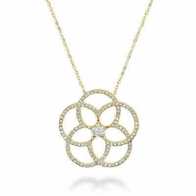 Big Flower Diamond Pendant 0.50CTDI Yellow Gold