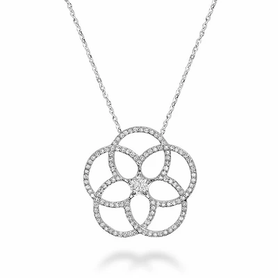 Big Flower Diamond Pendant 0.50CTDI White Gold