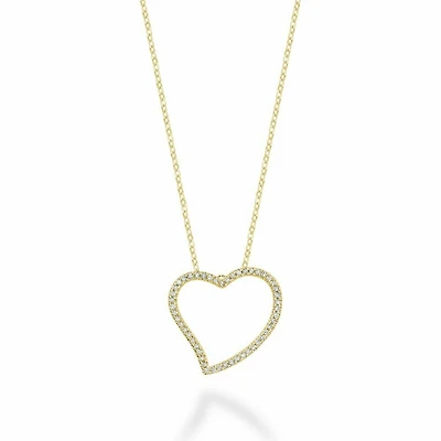 Asymmetrical Diamond Heart Pendant 0.15CTDI Yellow Gold