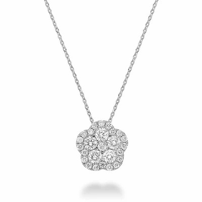 Hollow Flower Diamond Pendant 0.17CTDI White Gold