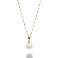 Cultured Freshwater & Diamond Pendant 0.02CTDL Yellow Gold