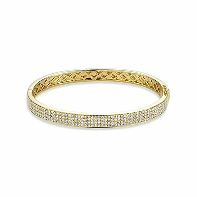 Micro Pave Bangle Bracelet 1.50CTDL Yellow Gold