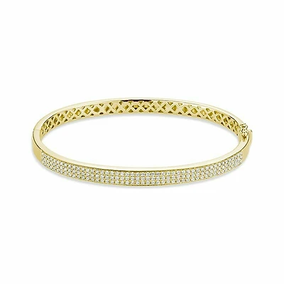 Micro Pave Bangle Bracelet 1.00CTDL Yellow Gold