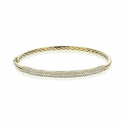 Pave Diamond Bangle Bracelet 1.00CTDI Yellow Gold