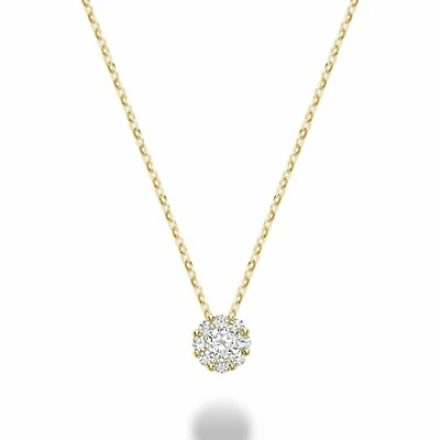 Cluster Diamond Pendant 0.25CTDI Yellow Gold